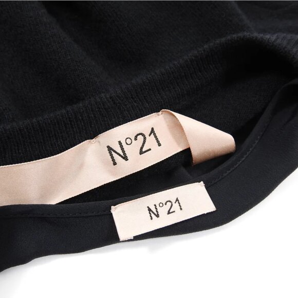 No 21 Numero Ventuno Black Knit 2 in 1 Sweater Dress w Pleat Trim - Picture 7 of 13